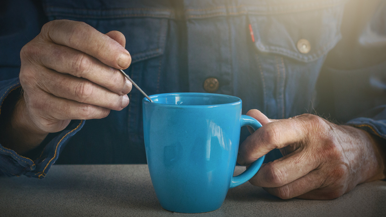man drinking coffee